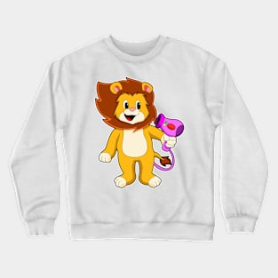 Lion with Hair dryer Crewneck Sweatshirt